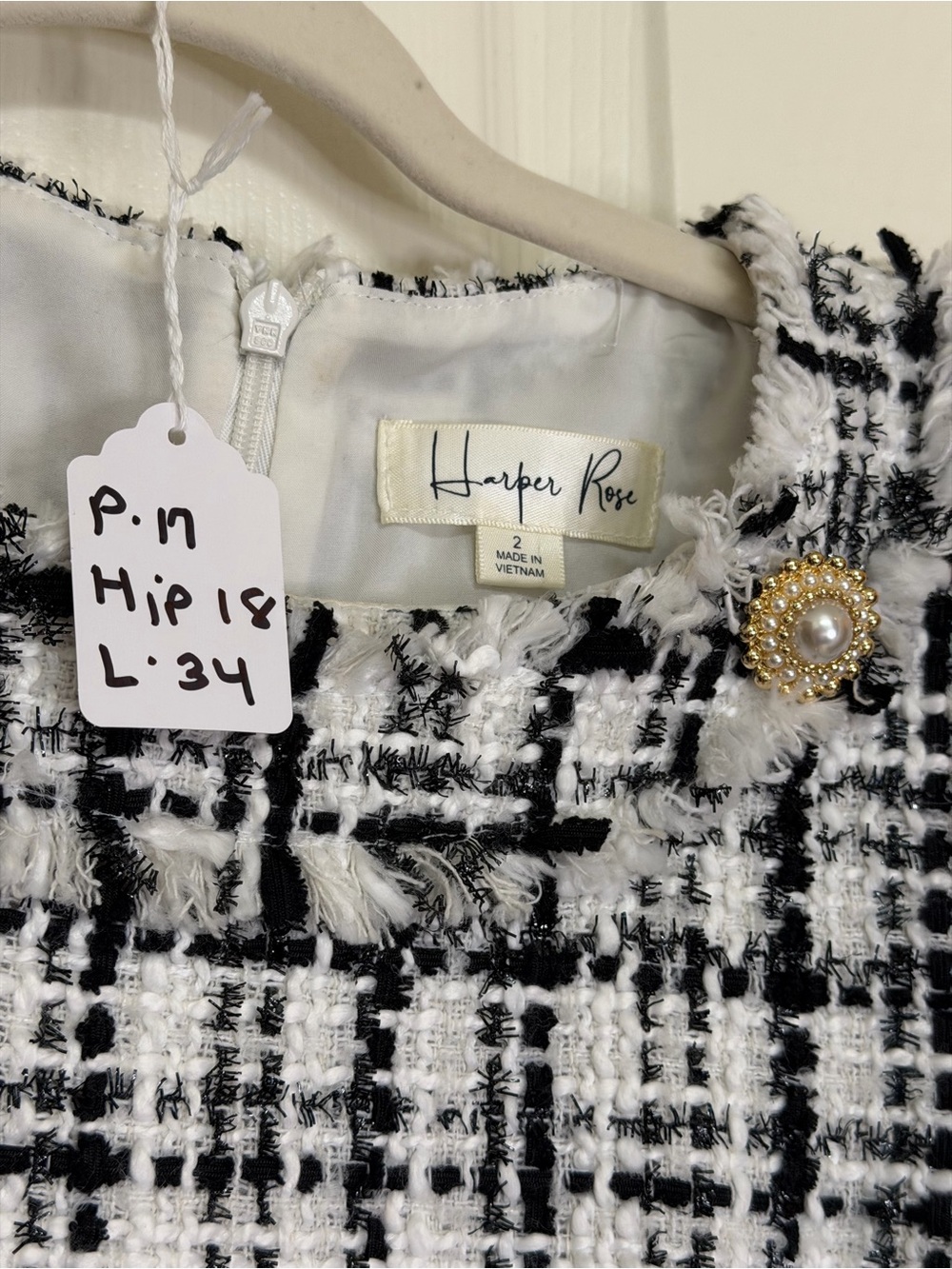 Chic Tweed Black & White Short Sleeve Dress by Harper Rose - Picture 2 of 7
